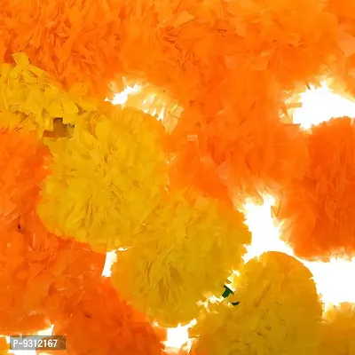 Saudeep India Traditional Marigold Fluffy Flowers Garlands Toran for Door Hanging Home Decoration for Main Door - Ideal for Traditional, Inauguration Parties, Festivals, Diwali(Pattern 06)-thumb3