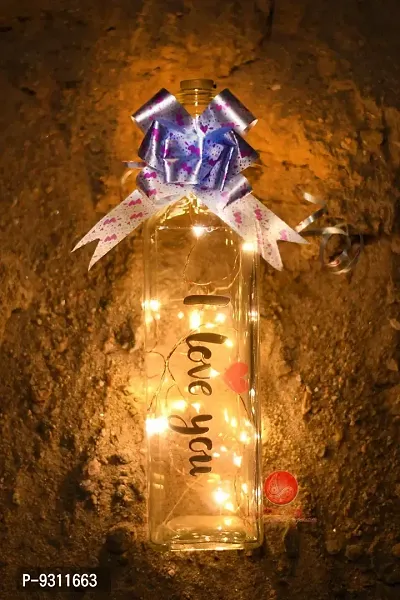 Saudeep India I Love You Bottle with LED Light for Your Loved Once, Best Valentine Gift, Cork Light with Wire String, 20 LED, 2 Meter (6.6 ft) Battery Operated Bottle (Multi, Medium)