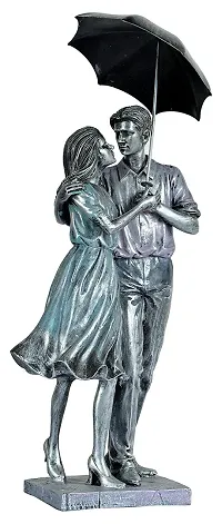Saudeep India Trading Corporation Polyester Love Couple with Umbrella Showpiece Statue (06, Standard)-thumb1