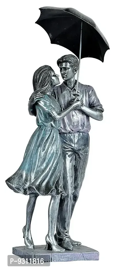 Saudeep India Trading Corporation Polyester Love Couple with Umbrella Showpiece Statue (06, Standard)-thumb2
