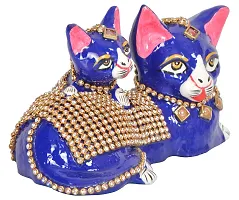 Saudeep India Trading Corporation Metal Cat Figurine (13 cm x 7 cm x 7 cm, Blue, MH031)-thumb2