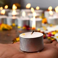 Saudeep India Tealight Candles | 9 Hour Long Time Buring Wax Tealight Candle | Unscented Tea Light Candles (Pack of 10)-thumb1