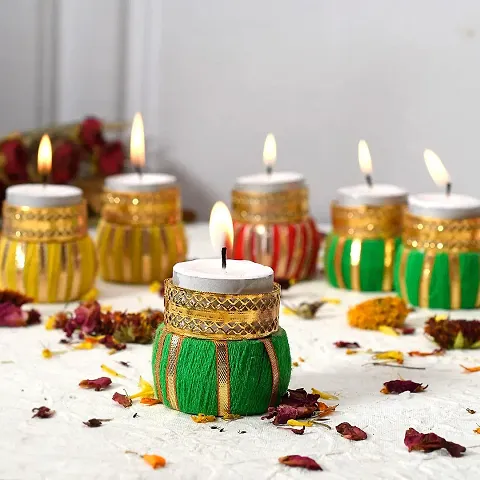 Saudeep India Tom Tom Tealight Candle | Barrel Shaped Tea-Light Candle | Drum Shaped Tea Light Candle for Diwali Decoration/Gift (Pack of 12)
