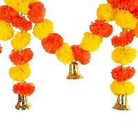 Saudeep India Traditional Marigold Fluffy Flowers Garlands Toran for Door Hanging Home Decoration for Main Door - Ideal for Traditional, Inauguration Parties, Festivals, Diwali(Pattern 05)-thumb1