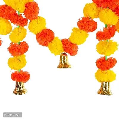 Saudeep India Traditional Marigold Fluffy Flowers Garlands Toran for Door Hanging Home Decoration for Main Door - Ideal for Traditional, Inauguration Parties, Festivals, Diwali(Pattern 05)-thumb2