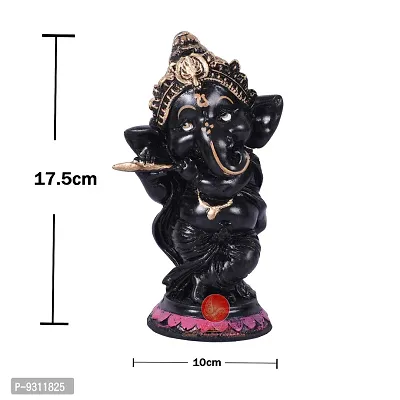 Saudeep India, Hand Made Resine Little Ganesh with Flute Sculpture | Showpiece for Home  Office Decor-thumb4