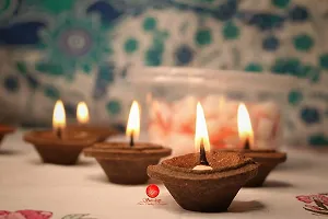 Saudeep India Diya for Puja | Clay | Diya Holder Decorative | Diya Lamps for Pooja | Diwali Gifts and Decoration mitti Diya for Diwali Decoration (Phool Batti(150pcs))-thumb2