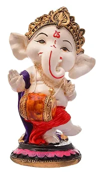 Saudeep India, Handcrafted Resine Little Ganesh Sculpture | Showpiece for Home  Office Decor (Dhol Ganesh)-thumb1