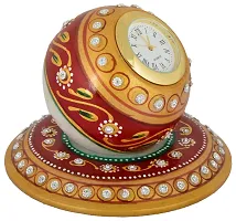 Saudeep India Trading Corporation Marble Round Clock with Plate (8 cm)-thumb1