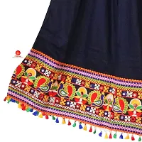 SAUDEEP INDIA Women Ethnic Gujrati Embroidered Border Cotton Rayon Long Skirt Lehenga (Navy Blue)-thumb2