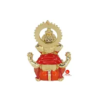 Saudeep India Handcrafted Resine Little Ganesh Sculpture | Showpiece for Home  Office Decor (Ganesha Gold-Red)-thumb4