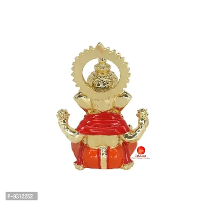 Saudeep India Handcrafted Resine Little Ganesh Sculpture | Showpiece for Home  Office Decor (Ganesha Gold-Red)-thumb5