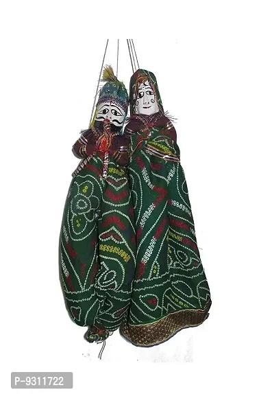 Saudeep India Rajasthani Wood Puppets, Kathputli Pair-thumb3