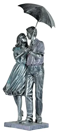 Saudeep India Trading Corporation Polyester Valentine's Day Gifts Love Couple with Umbrella Showpiece Statue for Girlfriend, Boyfriend, Wife, Husband (Standard)-thumb2