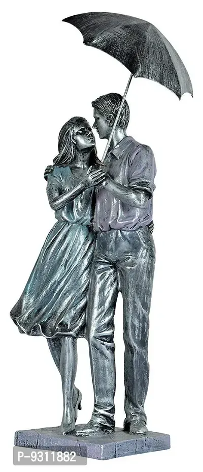 Saudeep India Trading Corporation Polyester Valentine's Day Gifts Love Couple with Umbrella Showpiece Statue for Girlfriend, Boyfriend, Wife, Husband (Standard)-thumb3