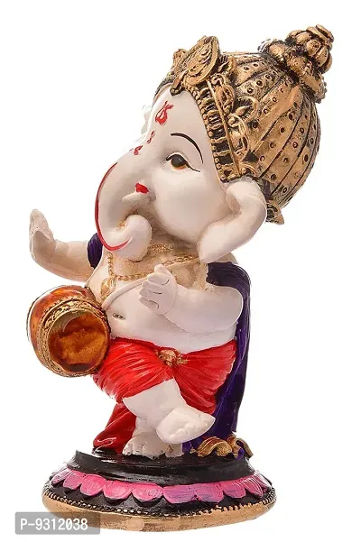 SAUDEEP INDIA Resin Ganesh Idol, Standard, Blue, Orange, 1 Piece-thumb5