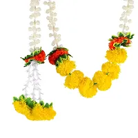 Saudeep India Traditional Marigold Fluffy Flowers Garlands Toran for Door Hanging Home Decoration for Main Door - Ideal for Traditional, Inauguration Parties, Festivals, Diwali(Pattern 07)-thumb3