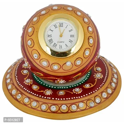 Saudeep India Trading Corporation Marble Round Clock with Plate