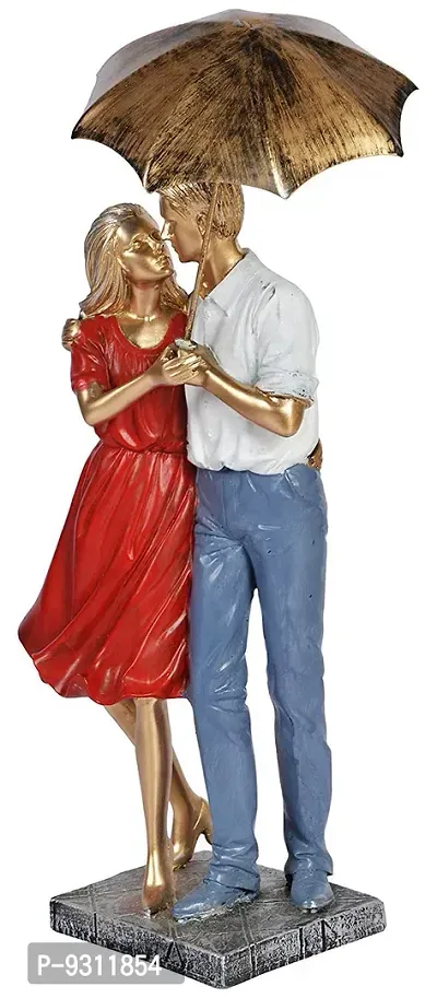 Saudeep India Trading Corporation Polyester Love Couple with Umbrella Showpiece (White and Red)-thumb3