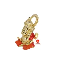 Saudeep India Handcrafted Resine Little Ganesh Sculpture | Showpiece for Home  Office Decor (Ganesha Gold-Red)-thumb3