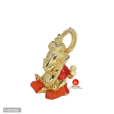 Saudeep India Handcrafted Resine Little Ganesh Sculpture | Showpiece for Home  Office Decor (Ganesha Gold-Red)-thumb4