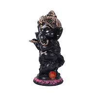 Saudeep India, Hand Made Resine Little Ganesh with Flute Sculpture | Showpiece for Home  Office Decor-thumb2