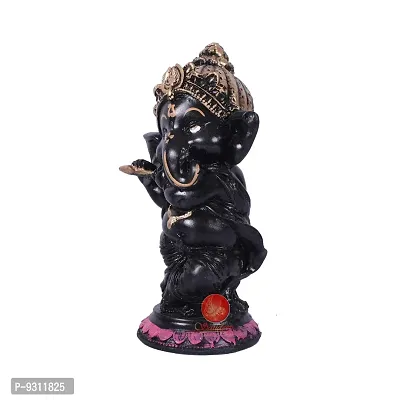 Saudeep India, Hand Made Resine Little Ganesh with Flute Sculpture | Showpiece for Home  Office Decor-thumb3