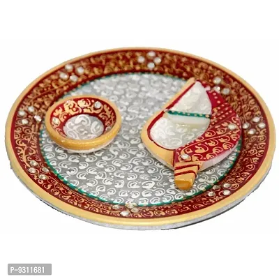 Saudeep India Trading Corporation Marble Rakhi Pooja Thali|Rakshbhandan Gifts