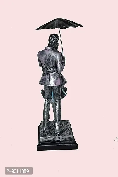 Saudeep India Trading Corporation Love Couple Goals Metal Umbrella Statue (11 x 5 x 3 cm, Silver)-thumb4