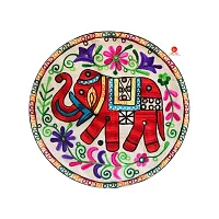 Saudeep India Round Rajasthani Ethnic Embroidered Khadi Cushion Cover, 16x16 Inch Pack of 3-thumb2