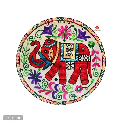 Saudeep India Round Rajasthani Ethnic Embroidered Khadi Cushion Cover, 16x16 Inch Pack of 3-thumb3