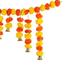 Saudeep India Traditional Marigold Fluffy Flowers Garlands Toran for Door Hanging Home Decoration for Main Door - Ideal for Traditional, Inauguration Parties, Festivals, Diwali(Pattern 02)-thumb2