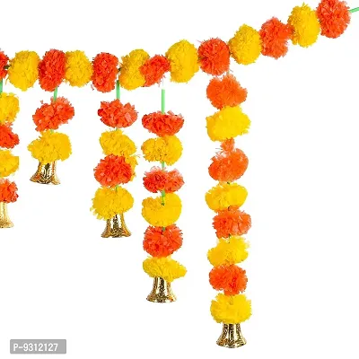 Saudeep India Traditional Marigold Fluffy Flowers Garlands Toran for Door Hanging Home Decoration for Main Door - Ideal for Traditional, Inauguration Parties, Festivals, Diwali(Pattern 02)-thumb3