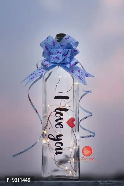 Saudeep India I Love You Bottle with LED Light for Your Loved Once, Best Valentine Gift, Cork Light with Wire String, 20 LED, 2 Meter (6.6 ft) Battery Operated Bottle (I Love You Bottle, Medium)-thumb2