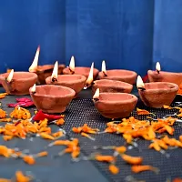 Saudeep India Diya for Puja | Clay | Diya Holder Decorative | Diya Lamps for Pooja | Diwali Gifts and Decoration mitti Diya for Diwali Decoration(Set of 21 Handmade)-thumb3