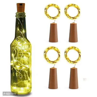 Saudeep India Wine Bottle Cork String Light Copper Wire Starry Fairy Lights Battery Powered Warm White DIY, Christmas Gift Box, Party, Decoration, Wedding (Pack of 4)-thumb0