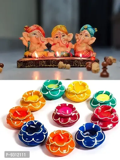 Saudeep India Decorative Matki Diyas/Colourful Diya Set/Diya for Diwali (Tealight Candle with Matki Diya)