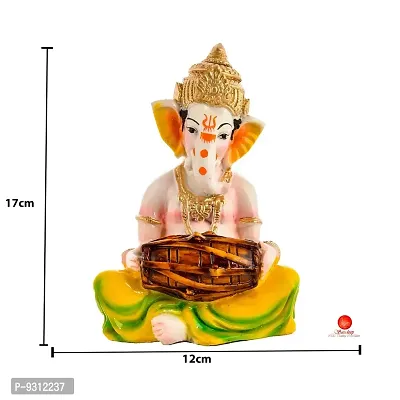 Saudeep India, Handcrafted Resine Little Ganesh Sculpture | Showpiece for Home  Office Decor (New Ganesh Dhol)-thumb5