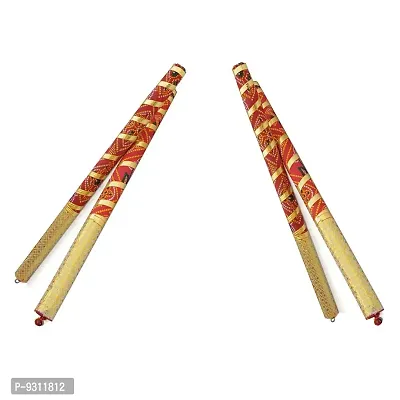 Saudeep India Dandiya Bandhni Decorated Wooden Garba Sticks for Navratri Celebration Garba Dandiya Sticks for Men Women Kids (Multicolor, 1.7 cm Diameter x 36 cm Length) (Pack of 10)-thumb3