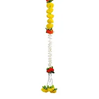 Saudeep India Traditional Marigold Fluffy Flowers Garlands Toran for Door Hanging Home Decoration for Main Door - Ideal for Traditional, Inauguration Parties, Festivals, Diwali(Pattern 07)-thumb2