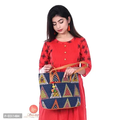 Saudeep India Hand Made Printed Ikat Traditional Shoulder Hand Bag For Women (Bag03)-thumb2