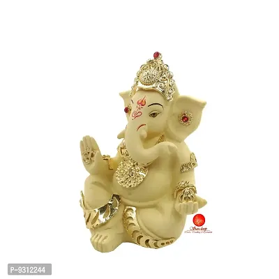 Saudeep India, Handcrafted Resine Little Ganesh Sculpture | Showpiece for Home  Office Decor (Gold Ganesha Necklace)-thumb4