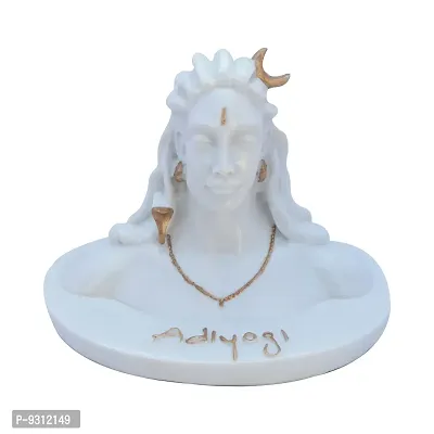 Saudeep India Adiyogi Shiva Murti | Lord Shiva Figurine | Polyresin Mahadev Idol Shankara Pooja  Gift Showpiece Items for Home Decor, Temple Puja Mandir Decoration (White)-thumb4