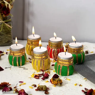 Saudeep India Tom Tom Tealight Candle | Barrel Shaped Tea-Light Candle | Drum Shaped Tea Light Candle for Diwali Decoration/Gift (Pack of 12)-thumb3