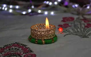 Saudeep India Diwali Tealight Candles | Tealight Candles with Holder | Diya for Puja | Diwali Home Decoration Diya (Set of 5, Multicolor)-thumb4