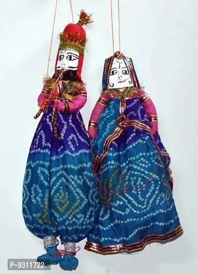 Saudeep India Rajasthani Wood Puppets, Kathputli Pair-thumb5