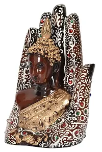 Saudeep India Palm Buddha Showpiece Polyresin Figurine | Buddha Statue for Home Decor | Buddha Idol for House Warming (12.5x7.5x17.5cm)-thumb1