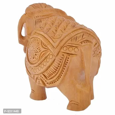 Saudeep India Trading Corporation Wooden Elephant, Handicraft, Home D?cor, Showpiece 4 inch (12 cm * 5 cm * 10 cm, Brown)-thumb3