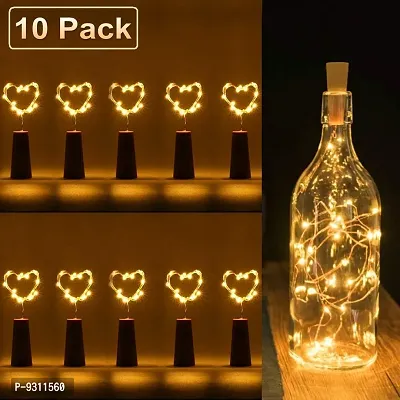 Saudeep India Wine Bottle Cork String Light Copper Wire Starry Fairy Lights Battery Powered Warm White DIY, Christmas Gift Box, Party, Decoration, Wedding (Pack of 10)-thumb2