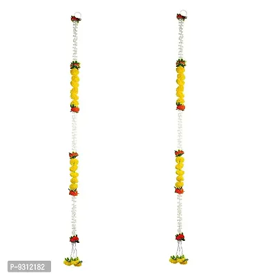 Saudeep India Traditional Marigold Fluffy Flowers Garlands Toran for Door Hanging Home Decoration for Main Door - Ideal for Traditional, Inauguration Parties, Festivals, Diwali(Pattern 07)-thumb5